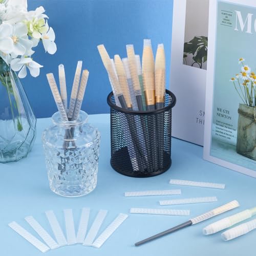 Image of GORGECRAFT 200Pcs Makeup Brush Pen Guard Protector White Net Reusable Thread Spool Savers Expandable Mesh Cover Plastic Sewin Thread Netting Machine Embroidery Net for Sewing Eyeshadow Brush
