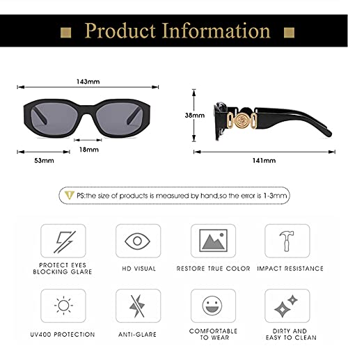 Image of LASPOR Irregular Sunglasses for Women Men Trendy Retro Vintage Rectangle Glasses Hexagon Shades Driving UV400 Protection