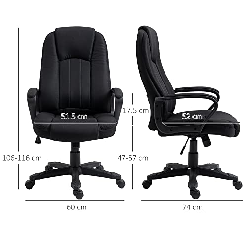 Vinsetto Poltrona Da Ufficio Massaggiante Con Interfaccia Usb, Sedia Da Ufficio A Dondolo E Girevole Con 2 Punti, Altezza Regolabile, 60X74X106-116Cm, Nera - 3