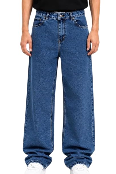 ROTUS Men's Oversized Baggy Wide Leg Stone Wash Jeans | Relaxed Loose Fit, 5-Pocket Design, Durable Stitching, Streetwear Style | Casual-picture-45