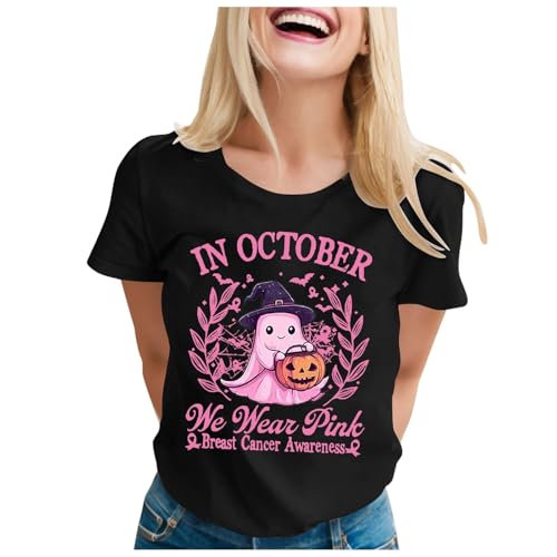 T-shirt Octobre Rose femme en coton doux pour soutenir la lutte contre le cancer