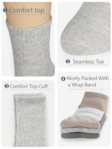 Image of COTTON DAY Women's Soft Combed Cotton Socks Seamless Toe Black White Navy