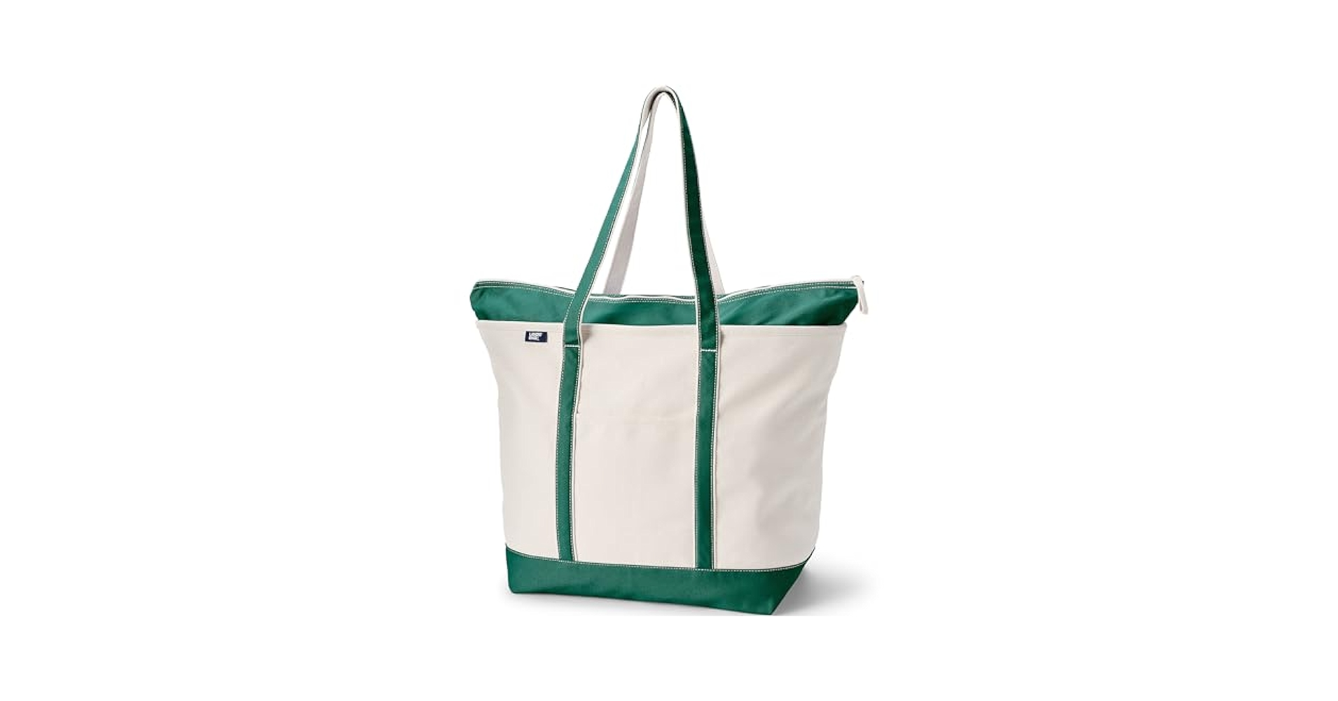 Land’s end tote bag made in USA Lands' End Zip Top Long Handle Canvas Tote Bag, Natural