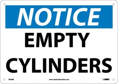 Panneau aluminium NMC N24AB durable avec message NOTICE VIDE CYLINDERS