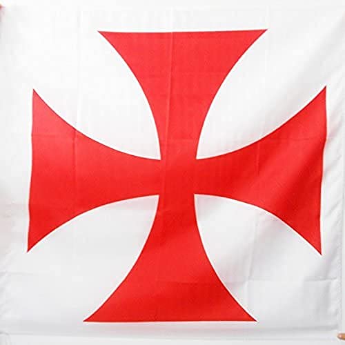 AZ FLAG - Drapeau Templiers Ordre du Temple - 90x90 cm - Drapeau Croix Pattee Rouge 100% Polyester Avec Fourreau et Cordelette - Pavillon 80 g