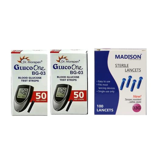 Madison 100 Round Lancets with.DR. MOREPEN BG-03 100 Test Strips combo (No glucometer) Madison 100 Round Lancets with.DR. MOREPEN BG-03 100 Test Strips combo (No glucometer)