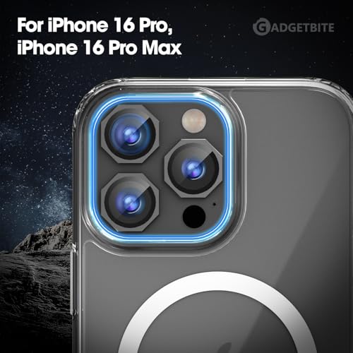 Image of GadgetBite Snaptra Octagon Lens Protector Compatible With iPhone 16 Pro & iPhone 16 Pro Max - 9H Tempered Glass Camera Cover with Metal Ring, Scratch-Resistant,Camera Lens - Black Titanium