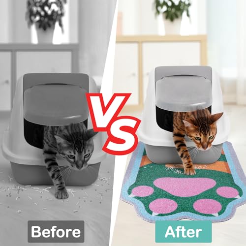 Unicorn Catcher Cat Litter Mat Quality Litter Box Mat Large Non-Slip Cat Litter Mat Litter Trapping Mat Soft Kitty Litter Mat Cute Cat Food Mat Cat Products Easy to Clean
