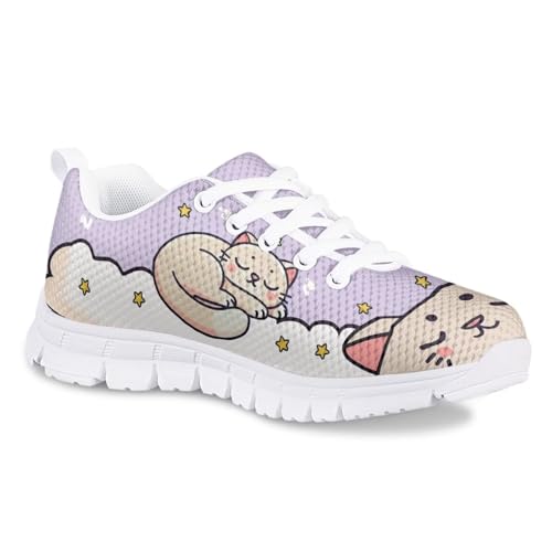 Girls' Print Sneakers - Comfortable Breathable Anti-sllip Lace-Up Design, Perfect for Running, Hiking, Tennis