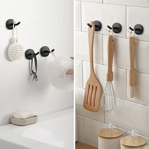 Nearmoon Coat Hooks-Bath Towel Hangers, Wall Hooks For Hanging Hat Hurse Robe, 304 Stainless Steel Heavy Duty Garage Hooks For Bathroom Livingroom Hotel Kitchen Garage, 6 Pack (2 Inch, Matte Black) #TOP4