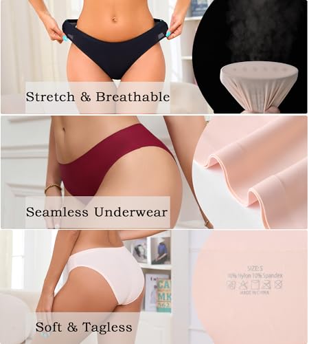 Womens Seamless Underwear No Show Soft Bikini Ladies Comfort Panties Silky Invisible Hipster Cheeky 6 Pack4