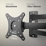 Perlegear TV Wall Bracket for Most 10-30 inch TVs or Monitors up to 20kg, Full Motion TV bracket Swivels Tilts Extends Rotates, Fits VESA 50x50mm/75x75mm/100x100mm, PGXSF1-E - Image 2