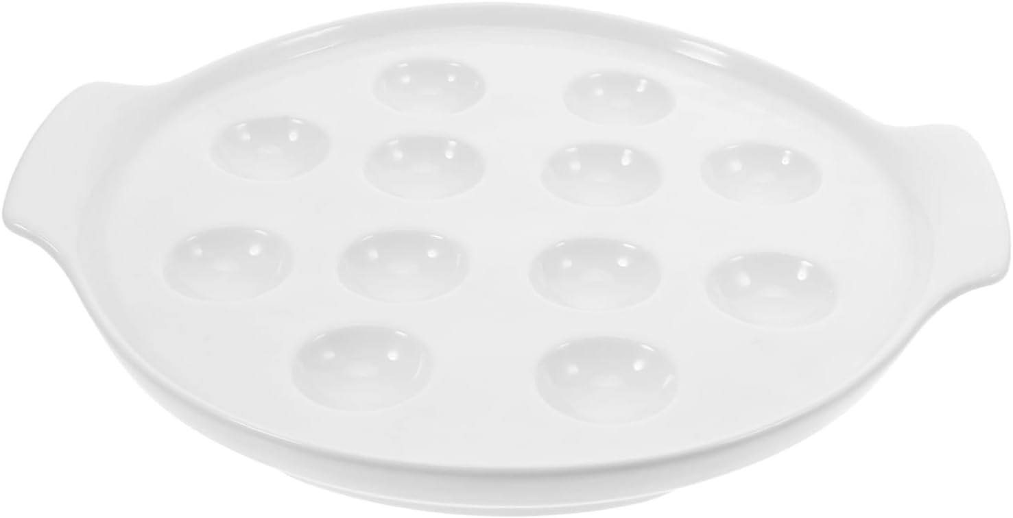 Zerodeko Escargot Baking Dish Ceramic Casserole Handles for Snails and Seafood French Style Plate for Home Restaurant and Hotel Use