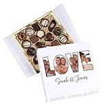 Herz & Heim® Personalisierte Pralinenschachtel „LOVE“ mit 4 Fotos – 100g Mini-Pralinés in Geschenkbox als Geschenk zum Valentinstag