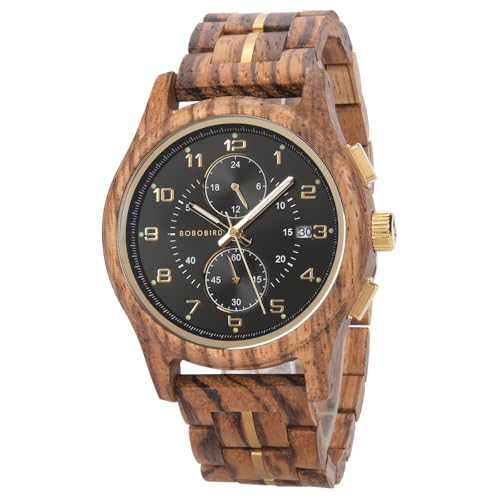 BOBO BIRD Men’s Wooden Chronograph Watch – Handmade Multi-Function Quartz