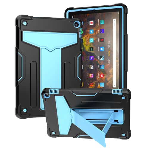 Coque Fire HD 10 2021 hybride noire et grise antichoc avec support intégré