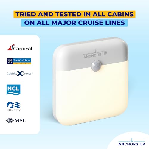 Image of [2 Pack] Cruise Cabin Magnetic Night Light with Motion Sensor USB Rechargeable - LED Motion Sensor Light - Warm White - for Carnival, Royal, Celebrity, Norwegian - Cruise Essentials by AnchorsUp