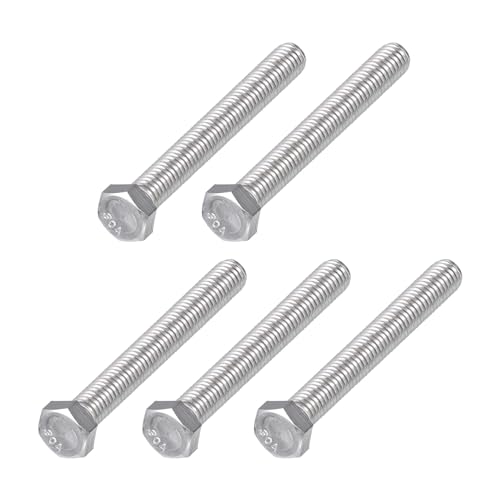 Image of METALLIXITY Hex Head Bolts (3 /8-16 x 3) 5Pcs, 304 Stainless Steel 18-8, Fully Threaded, External Hex Drive, Plain Finish, Hex Head Screw Bolt, Silver