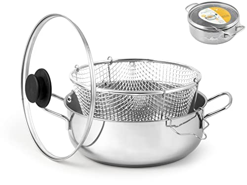 ROYAL NORFOLK Friteuse en inox, avec couvercle, 24 cm