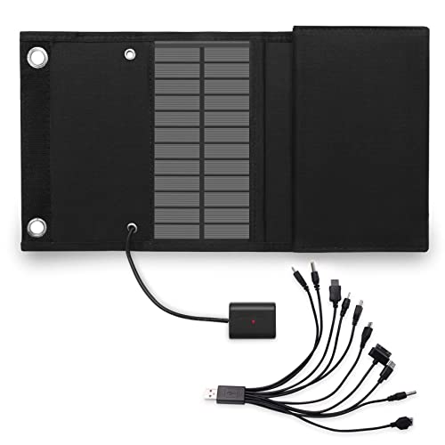 Diheohg Panel solar plegable USB de 12 W, portátil, plegable, impermeable, panel solar, cargador para teléfono móvil, camping, senderismo