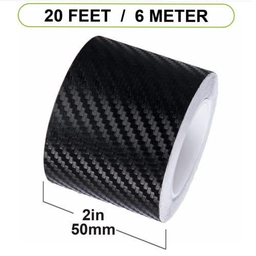 Spurtar Carbon Fiber Vinyl Tape, 2 Inch X 20Ft Universal Chrome Black Dry Carbon Fiber Detailing Tape Overlay Wrap Roll Diy 3D Carbon Car Door Edge Guard Protective Anti-Scratch Sticker 5 X 600 Cm #TOP3