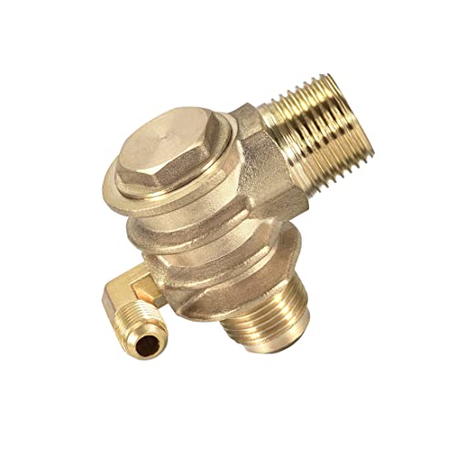 PATIKIL G1/2 x 3/4"-16 UNF x M10 macho rosca aire compresor controla válvula, 3 vías neumático accesorio, latón Cover
