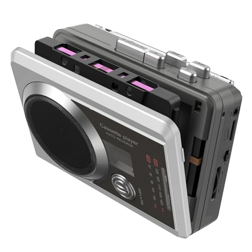 Portable Cassette Player Recorder AM/FM Radio, Compact Cassette Tape Player with 3.5MM Headphone Jack, Built-in Speaker, Battery/USB Powered