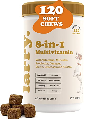 Larry 8-In-1 Dog Multivitamin, Dog Vitamins With Omega 3 6 9, Dog Probiotics And Glucosamine Chondroitin For Heart Health, Digestion, Joint Support And Immune Function – 120 Salmon Flavored Chews #TOP14