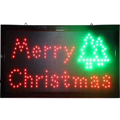 CHENXI Merry Chirstmas LED Open Sign Graphics Animated Motion Running 48 X 25 CM Indoor (48 X 25 CM, Merry Christmas-01)