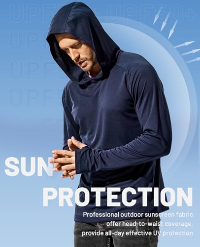 MIER Upf50 Sun Hoodie Camisas De Pesca De Manga Comprida Masculinas Com Capuz - Roupas À Prova De So