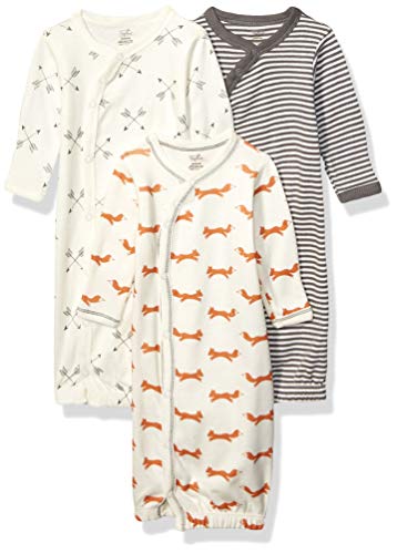 Touched by Nature unisex baby Organic Cotton Kimono Nightgown, Fox, Preemie US