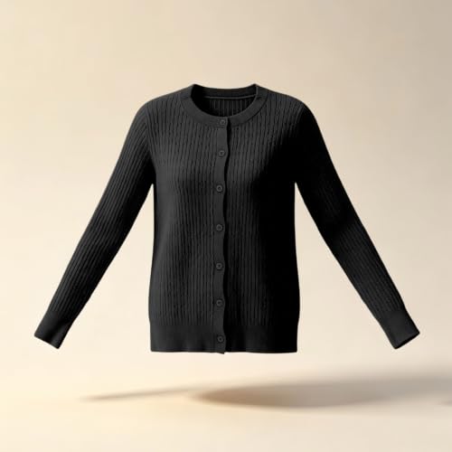 Plain Round Neck Cardigan Cropped Knit Cardigan Button Cardigans for Women - image 7
