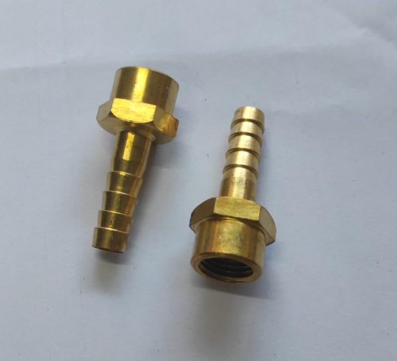 Brass Connector Female BSP 1/4 x 5/16 (8 mm) Hose Pipe Brass Hose Nipple Hose Fitting And Air Pip Adapter Pneumatic Connector Hose Tai Reducer Plug Connecto Gas/Pond/Pool/Hos Pipe Adapter(2PC)