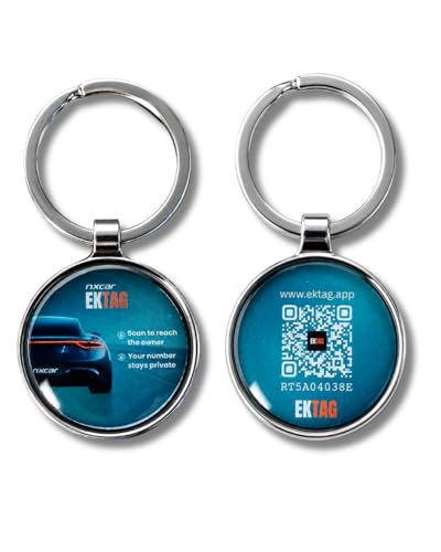 Image of Nxcar EkTag Smart QR Keyring (2 Pc Pack) | QR Keyring for Car Keys, Bike Keys, House Keys, Bags, Luggage and Pet Collar | Lost Item Finder | 100% Phone Number Privacy | Pack of 2 Keyrings