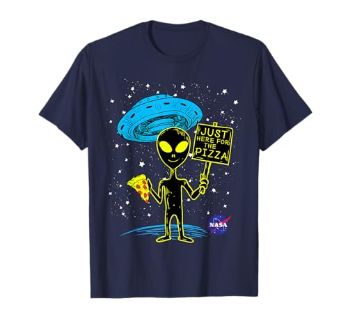 NASA UFO Alien Just Here For The Pizza Camiseta
