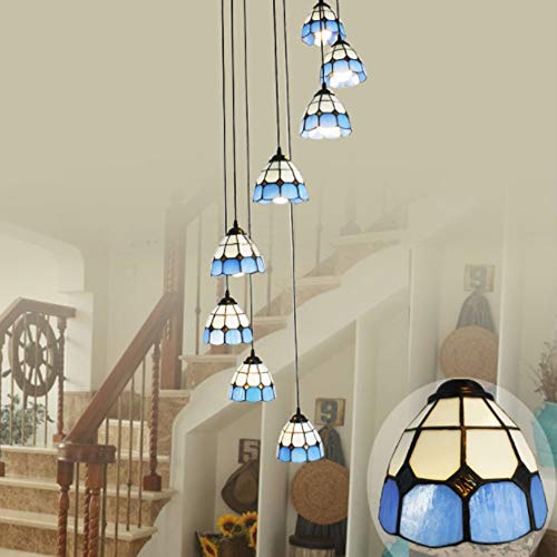 Lustre suspension spirale LED style européen pour grand escalier haut