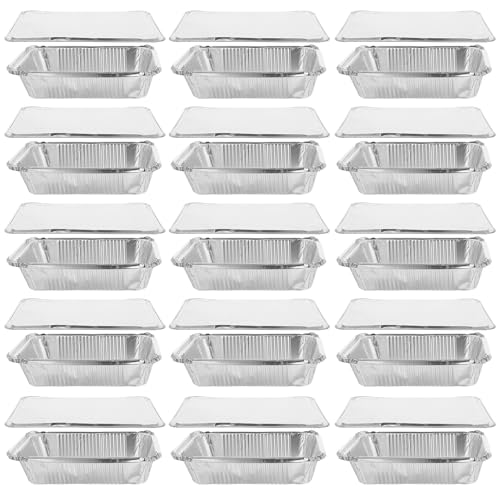 jojofuny Barquettes Alimentaires en Aluminium 1000 Ml avec Couvercle Lot de 25 Pièces Jetables Résistantes pour Cuisson Barbecue et Repas à Emporter Moules à Pâtisserie Portables pour