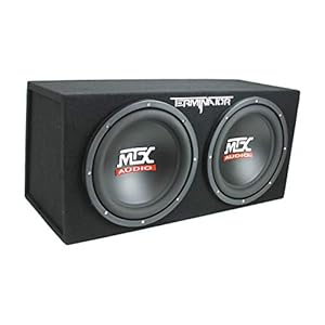 MTX Terminator 12 Inch 1200 Watt 2 Ohm Single Voice Coil Audio Dual Loaded Subwoofer Speaker Box Enclosure for Vehicle Sound System, Black