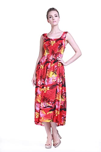 Image of Hawaii Hangover Family Matching Hawaiian Clothes, Sunset Red | Family matching Hawaiian outfits, Sunset Red, lightweight rayon, machine washable, tropical floral print, luaus, cruises
