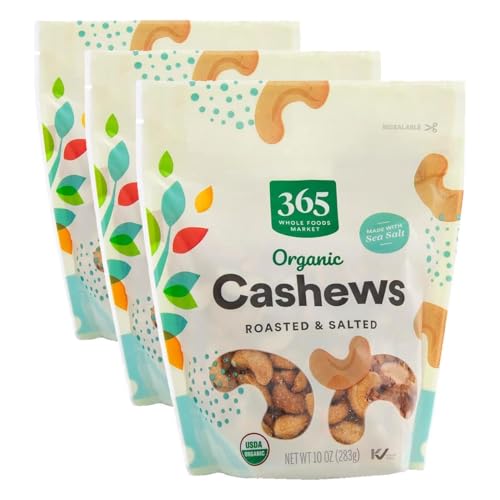 Image of 365 by Whole Foods Market, Cashews Roasted & Salted Organic, 10 Ounce (Pack of 3)
