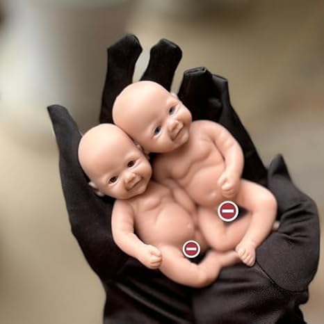 Abenduot 2 Sets 5 Inch Mini Palm Size Full Body Silicone Baby Doll Realistic Silicone Anatomically Correct Girl&Boy Doll