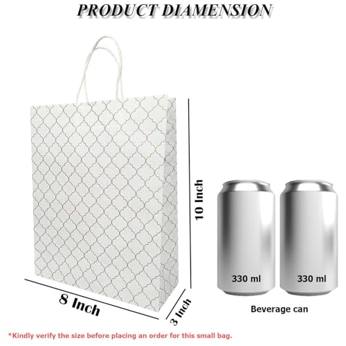 Image of Aakriti Craft Paper Bags, Carry Bag For Wedding Party Craft Retail Packaging, Recycled Twist Handles Colorful White Small Gift Bags Shopping Bags (30 PCS)