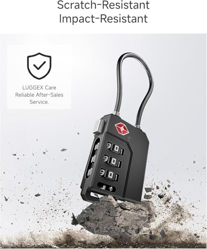 Image of LUGGEX TSA Locks for Luggage, Luggage Locks, Suitcase Locks TSA Approved | Gift Box, Ultra-Light 33g Combination Cable Locks, Easy-Read Dials, Ease of Use & Durable (Black,4 Pack)
