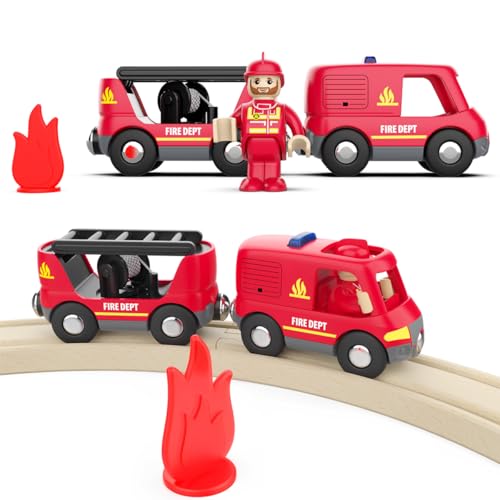 Camião de resgate de bombeiros, comboio brinquedo, conexão magnética, compatível com Thomas, Brio, carro de brinquedos educativo para crianças, brinquedos presentes para crianças dos 3 aos 7 anos