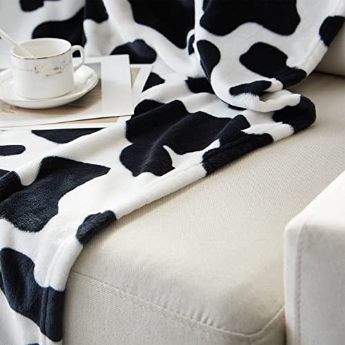 Fleece Cow Print Blanket Black And White Bed Cow Throws Soft Couch Sofa Cozy Warm Small Blankets Plush Gift For Daughter Mom, Bedroom Decor 40X50 Inch #TOP6