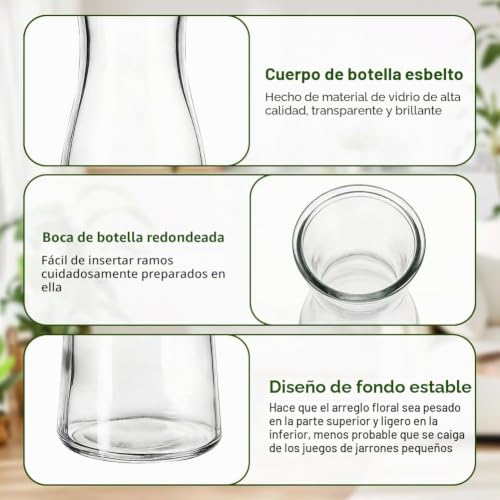 Jarrones de cristal pequeños en pack de 12 para decoración 5