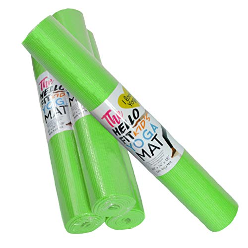 Hello Fit - Kid's Short Yoga Mats - Available in Packs of 1, 2 or 4 Mats (60" x 24" x 1/8")(4mm)