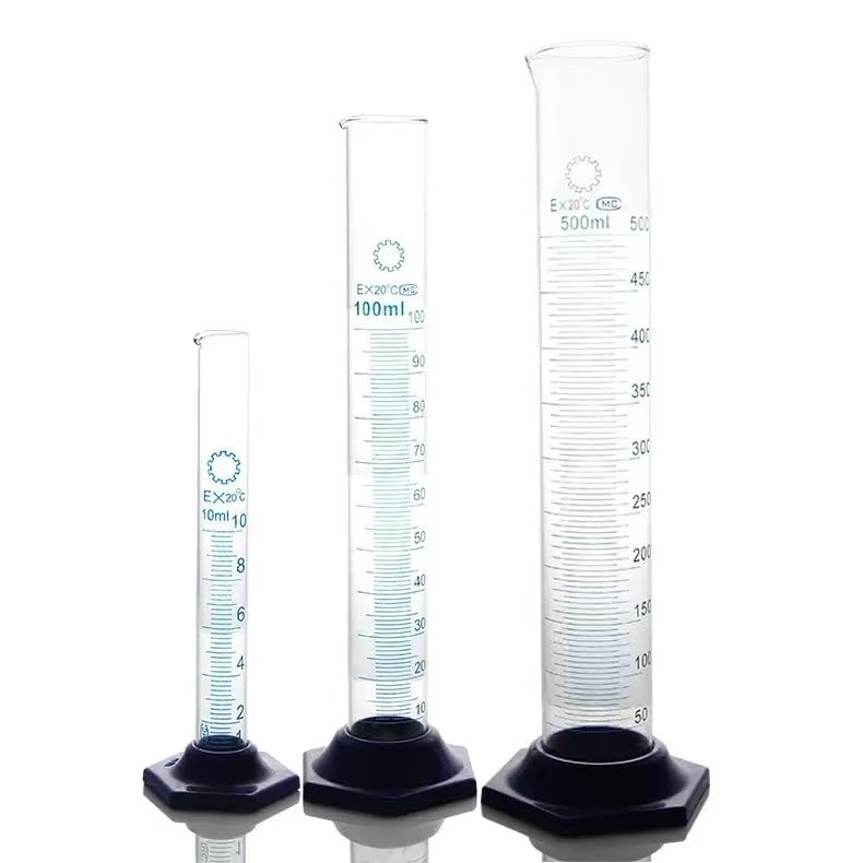 Cilindro graduato in vetro con scala 10/25/50/100/250/500/1000ml base in plastica for esperimenti chimici(1000ml)