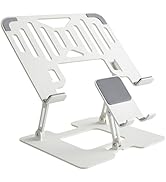 Dyazo 2 in 1 Adjustable Laptop Stand with Mobile Holder | Ergonomic, Foldable & Ventilated Riser ...
