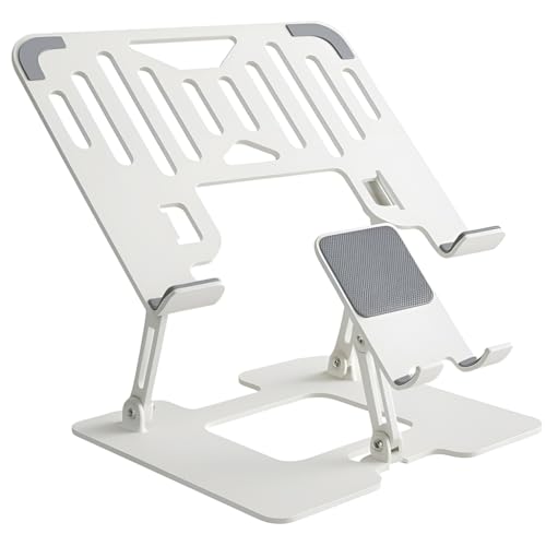 Image of Dyazo 2 in 1 Adjustable Laptop Stand with Mobile Holder | Ergonomic, Foldable & Ventilated Riser Fits Upto 15.6 Inch Laptops | Compatible for MacBook, HP, Dell, Acer, Lenovo & Other Notebooks